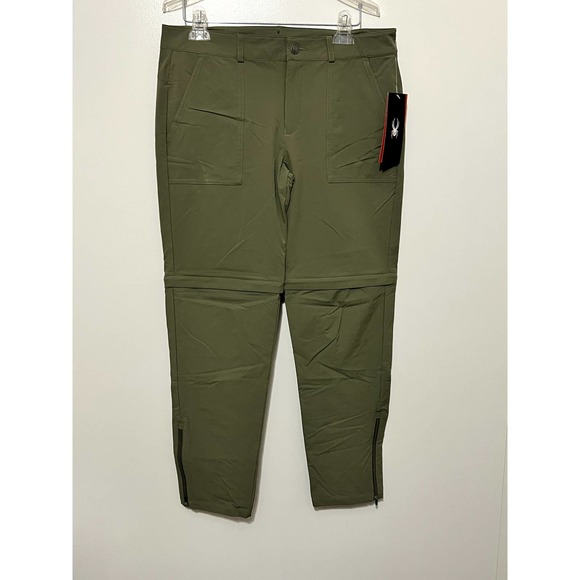 NWT Spyder Women's Green Activewear Convertible Pants Zip off Shorts Size Large - Picture 1 of 11